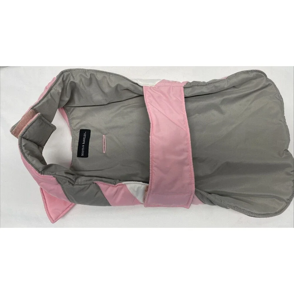 Boots & Barkley Puffer Vest Dog Size Large Pink White Gray Chevron Winter Coat
